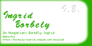ingrid borbely business card
