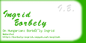 ingrid borbely business card